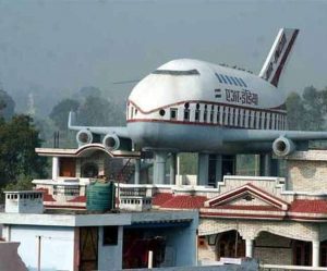 airplane on building