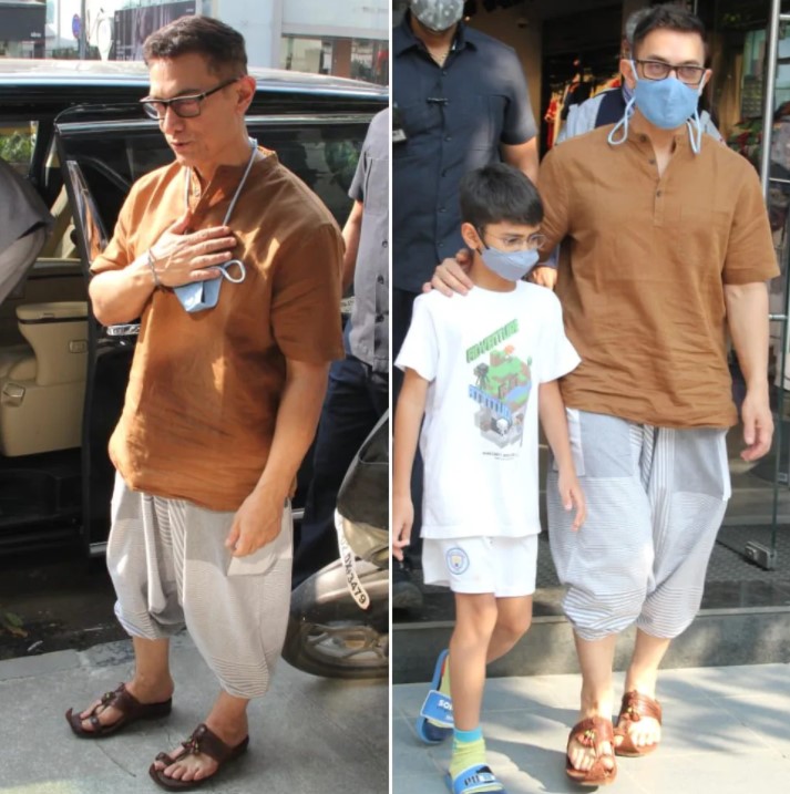 आमिर खान ने बेटे आज़ाद के साथ बिताया अपना वीकेंड, धोती पेंट-कुर्ते में  स्पॉट हुए एक्टर - NamanBharat